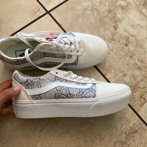 Vans platform shoes white snake womens brand new